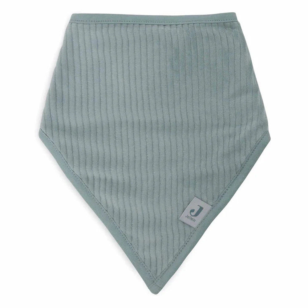 Bavoir bandana Jollein - velours côtelé vert mer / ivoire, lot de 2