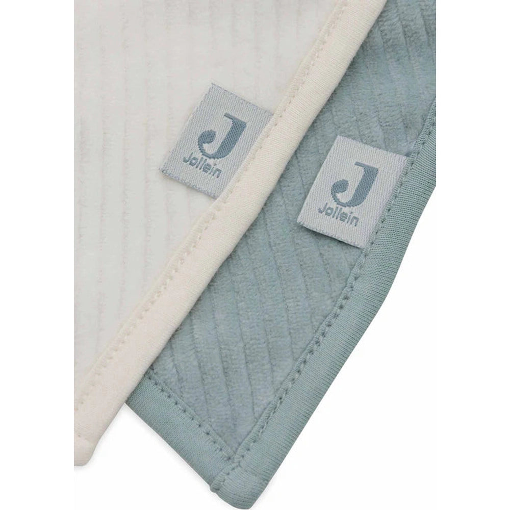 Jollein bavoir bandana en velours côtelé vert mer / ivoire, lot de 2