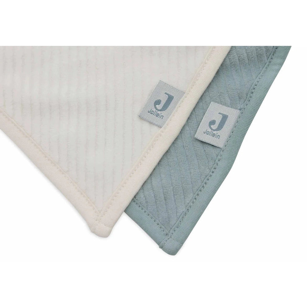 Jollein bavoir bandana - velours côtelé vert mer / ivoire lot de 2