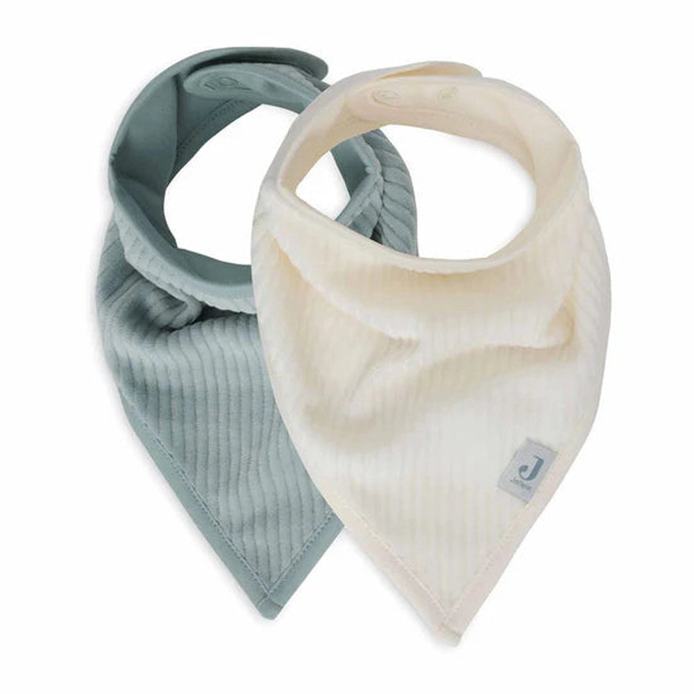 Jollein bavoir bandana - velours côtelé vert d’eau / ivoire, lot de 2