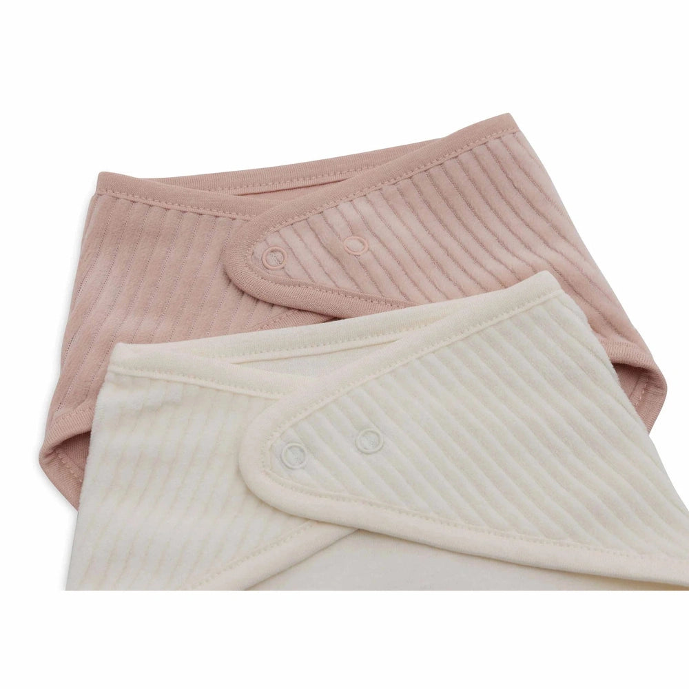 Jollein bavoir bandana - velours côtelé Wild Rose / ivoire, lot de 2