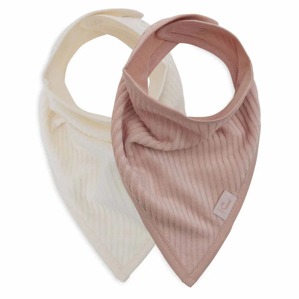 Jollein Bavoir bandana - velours côtelé Wild Rose / Ivory, lot de 2
