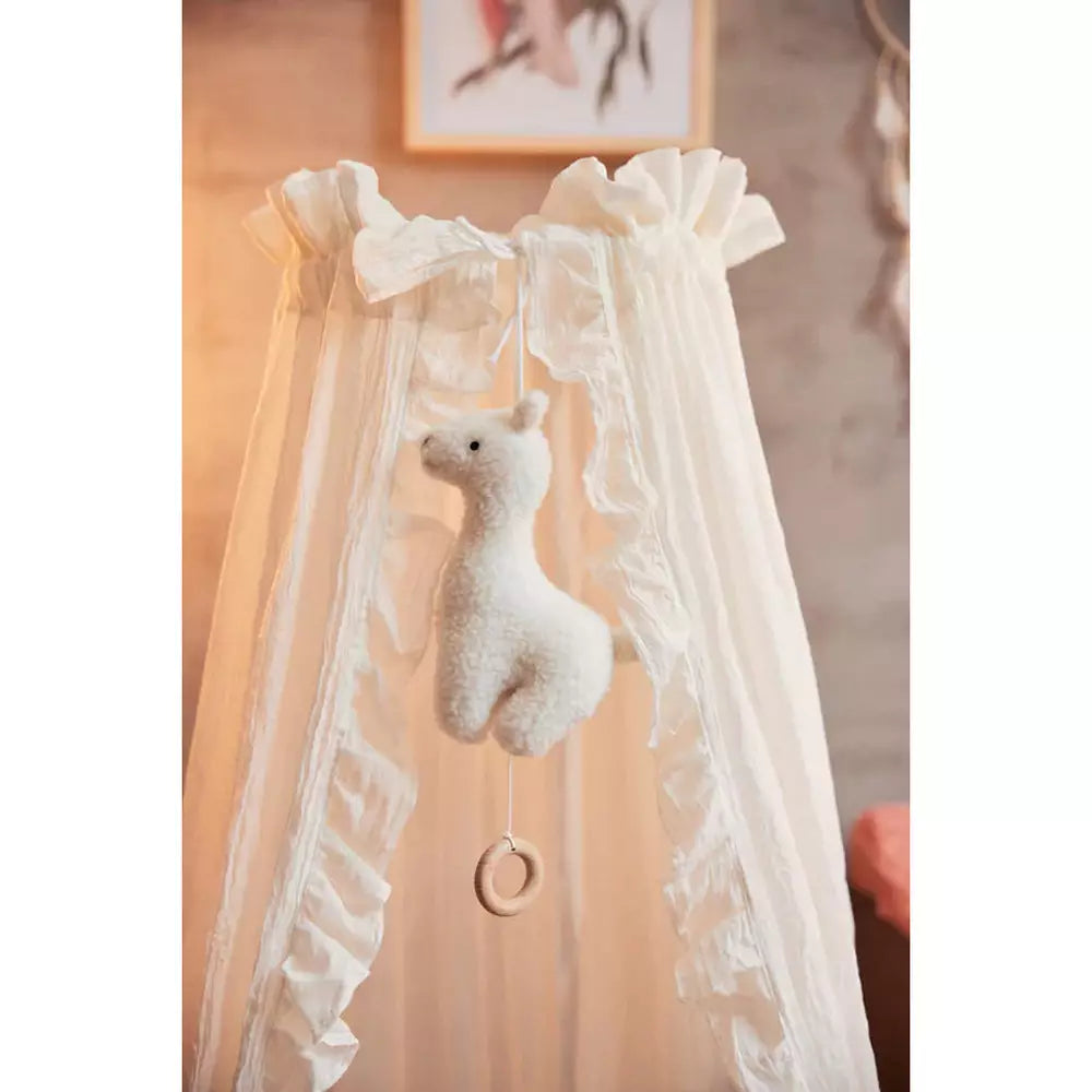 Voile vintage 155 cm à volants ivoire