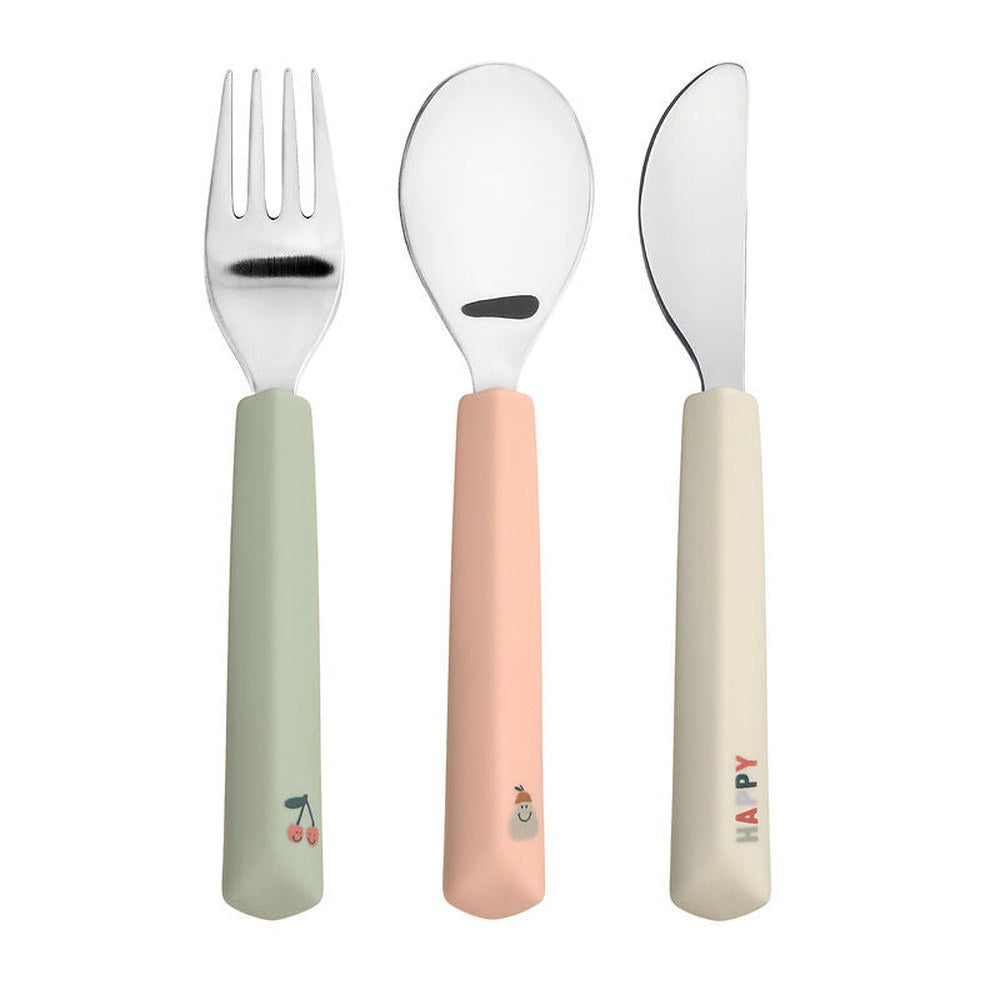 Lässig Couverts pour enfants avec poignée en silicone - Happy Fruits Cerise