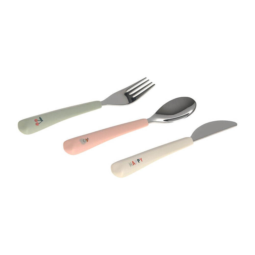 Couverts pour enfants Lässig avec poignée en silicone - Happy Fruits Cherry