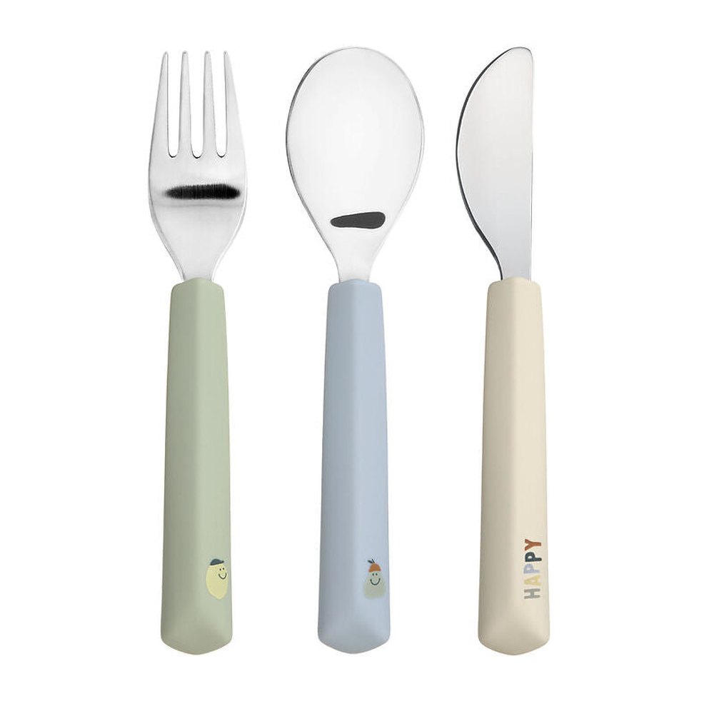 Couverts pour enfants Lässig avec prise en silicone - Happy Fruits Lemon