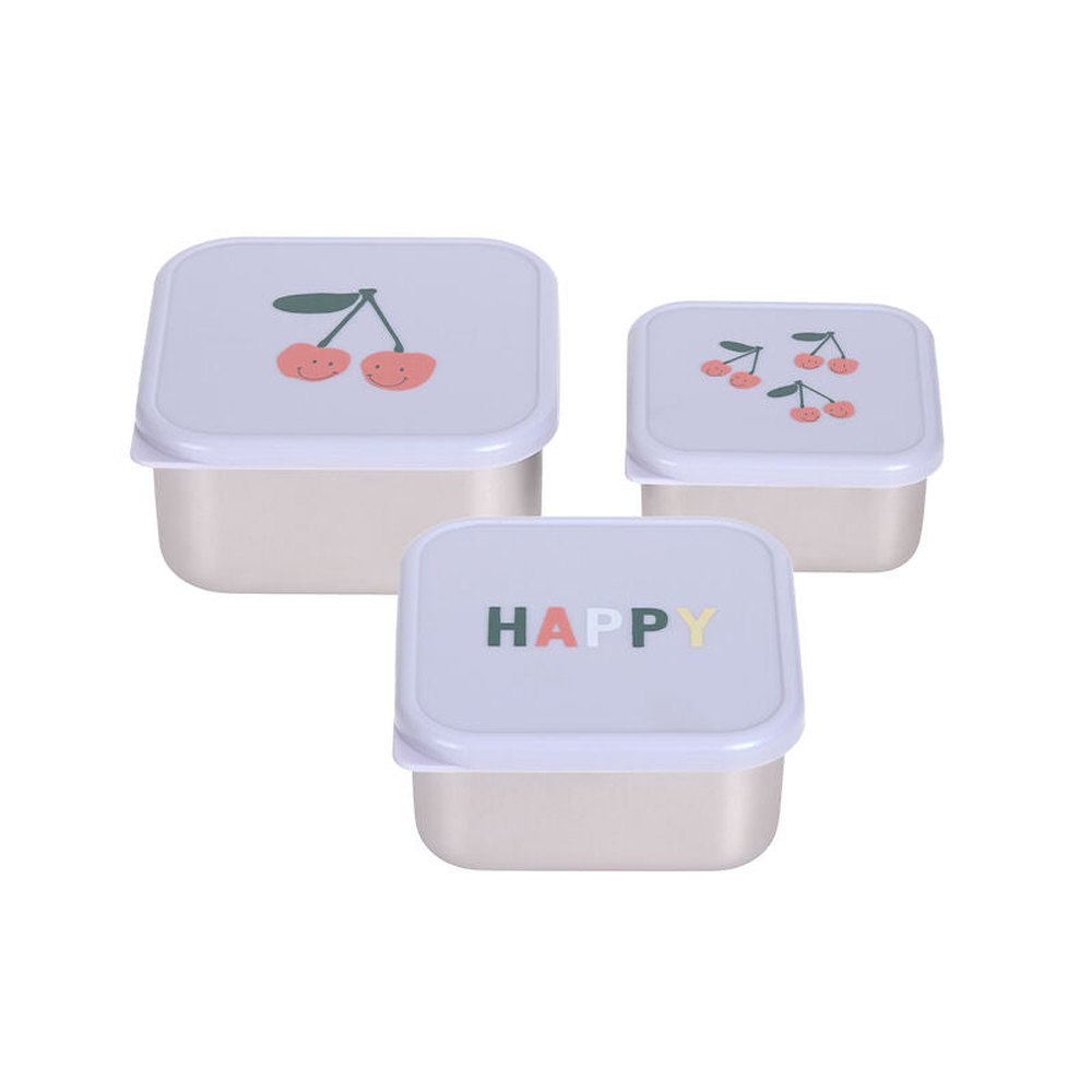 Lässig Boîte à goûter en acier inoxydable, lot de 3 - Happy Fruits Cherry