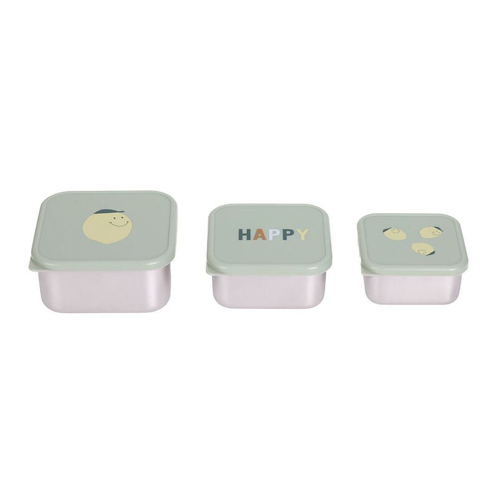 Lässig Boîte à goûter en acier inoxydable, lot de 3 - Happy Fruits Lemon