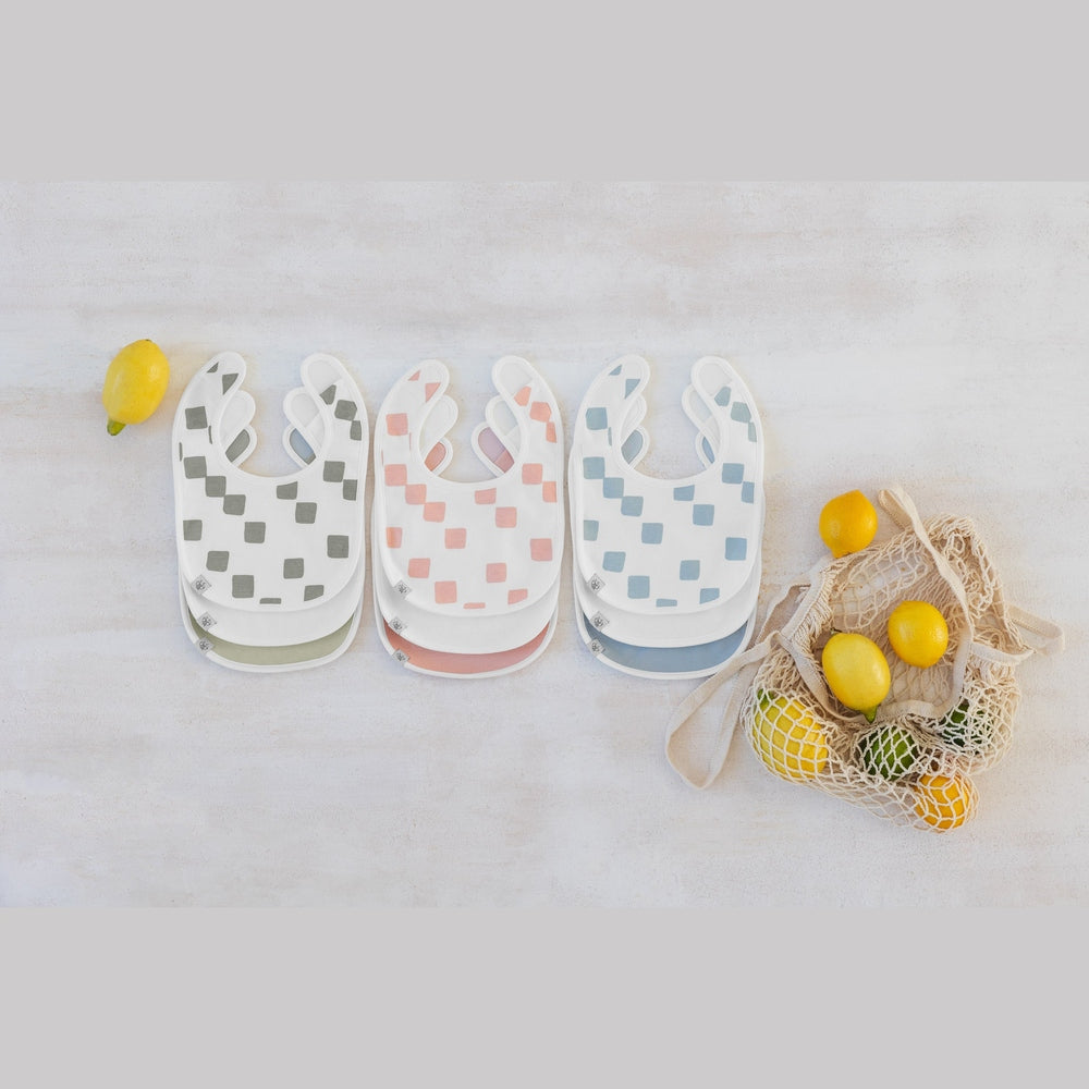 Lot de 3 bavoirs nouveau-né GOTS Lässig - Happy Fruits bleu clair