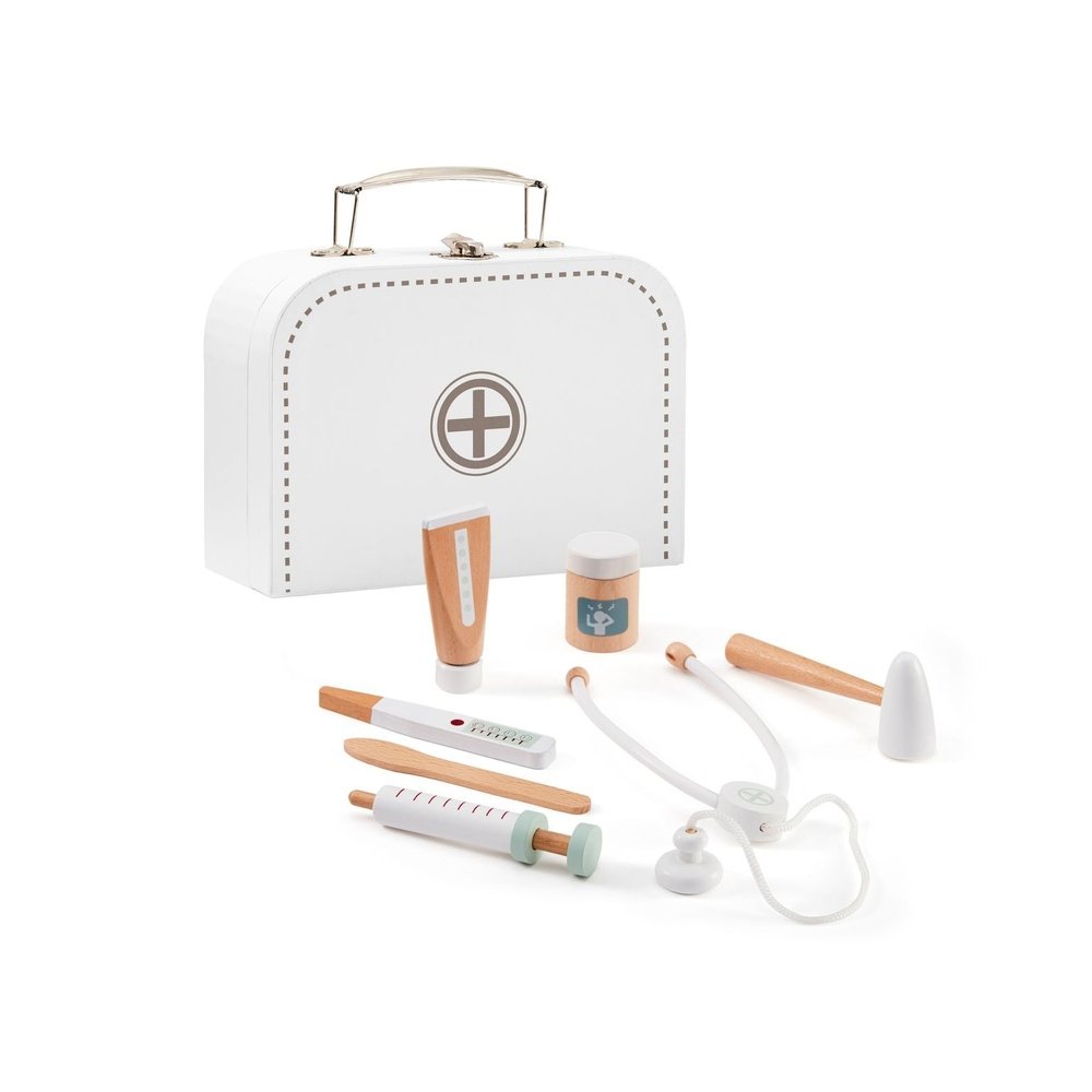 Kid's Concept Sac de docteur avec jouet en bois - blanc