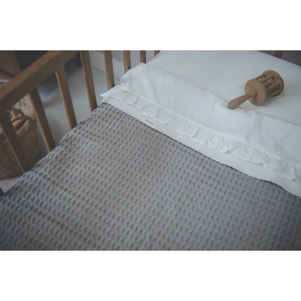 Couverture de lit bébé en coton et polaire gaufrée Amsterdam - Argile