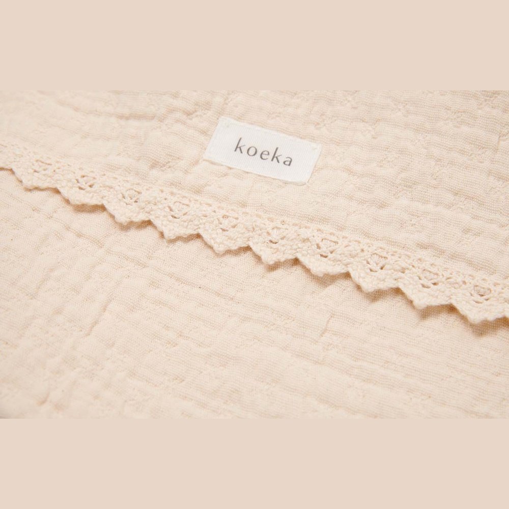 Couverture pour lit bébé Koeka 75x100cm - Lace Elba - Naturel