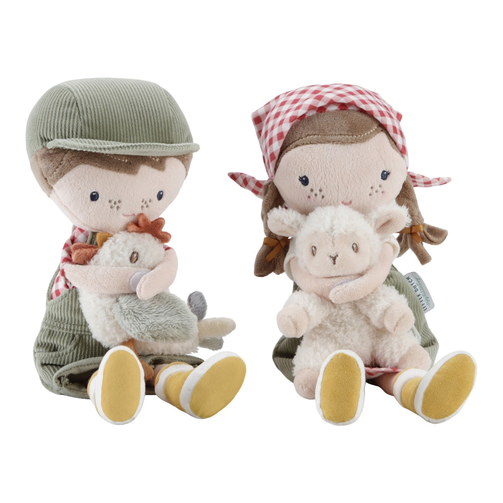 Peluche fermier Jim avec poule 35Cm