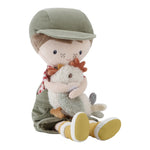 Peluche fermier Jim avec poule 35 cm