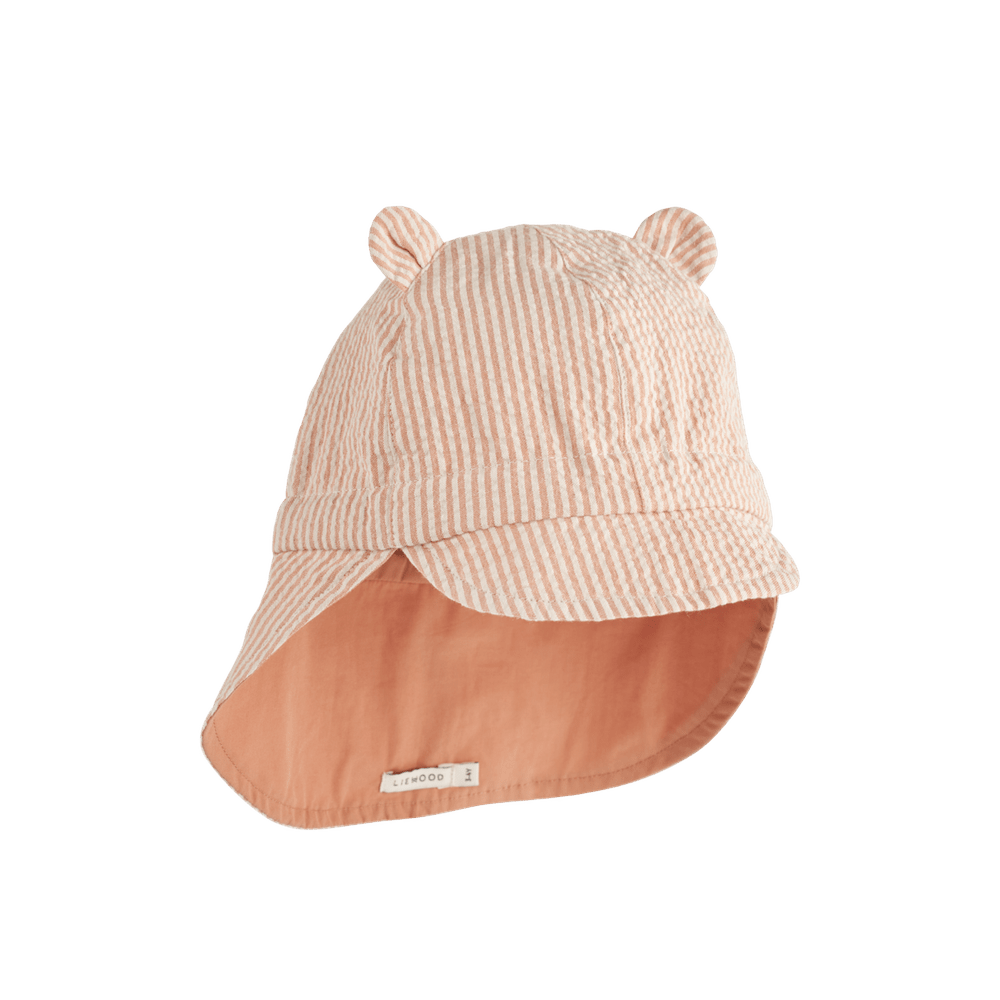 Chapeau de soleil réversible Liewood Gorm pour enfants avec oreilles - Y/D Stripe Tuscany Rose / Sandy