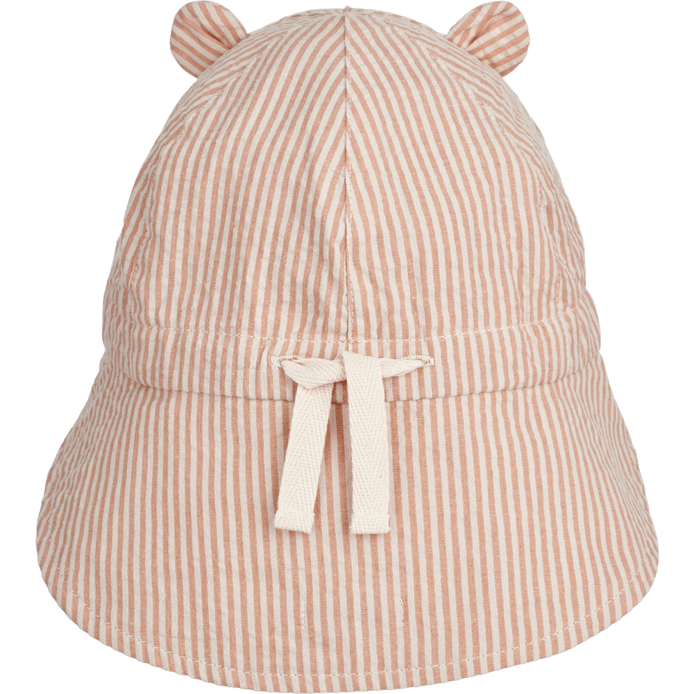 Liewood Gorm Chapeau de soleil réversible en seersucker pour enfants avec oreilles - Rayures Y/D Tuscany Rose / Sandy