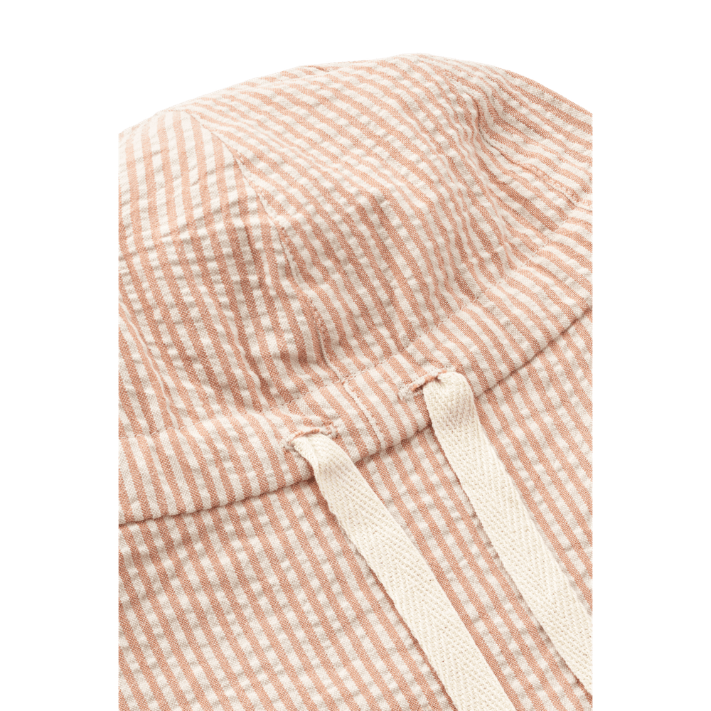 Liewood Gorm Chapeau de soleil réversible en seersucker pour enfants avec oreilles - Y/D Stripe Tuscany Rose / Sandy
