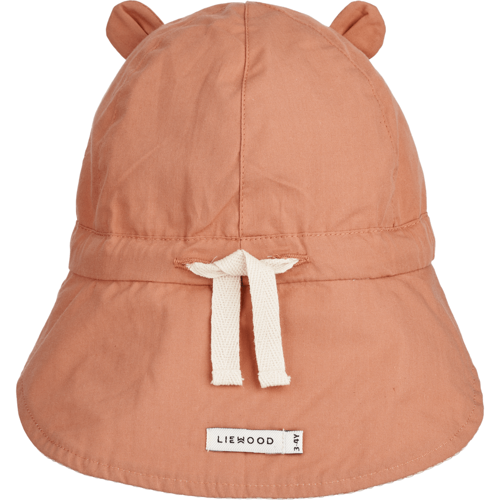 Liewood Gorm Chapeau anti-soleil réversible en seersucker pour enfants avec oreilles - Y/D Stripe Tuscany Rose / Sandy