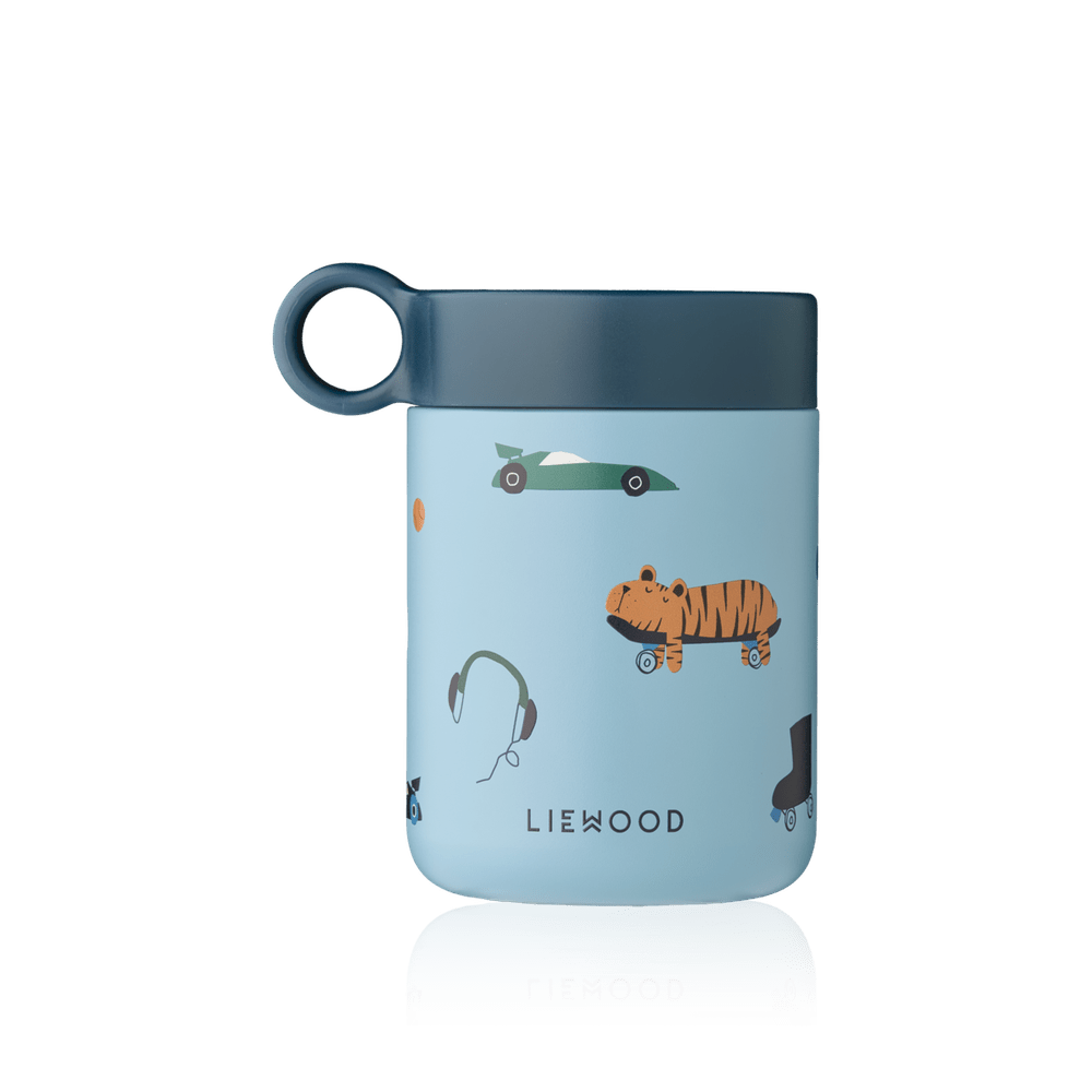 Liewood Kiani pot alimentaire imprimé / bocal de conservation / récipient isotherme pour aliments - Fun / Beach Blue