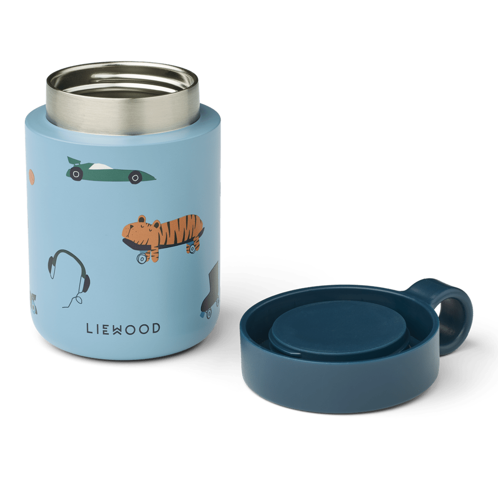 Liewood Kiani Pot alimentaire imprimé / pot de conservation / récipient isotherme - Fun / Beach Blue