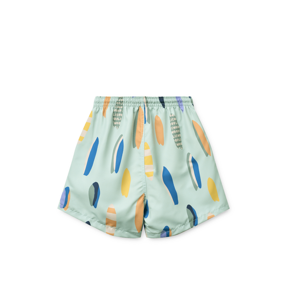 Liewood Duke Short de bain imprimé pour enfants - Boards / Menthe poivrée claire