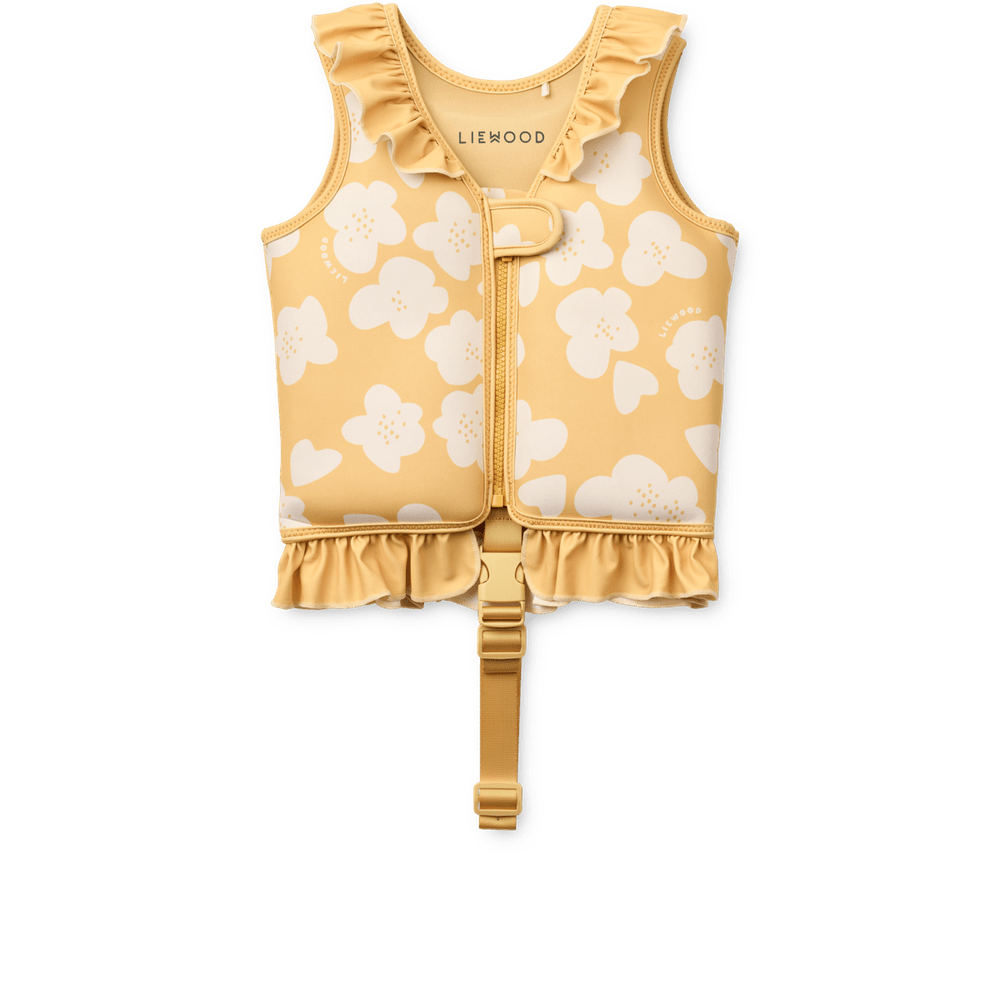 Liewood Gilet de natation pour enfants avec volants - Flower / jaune citron