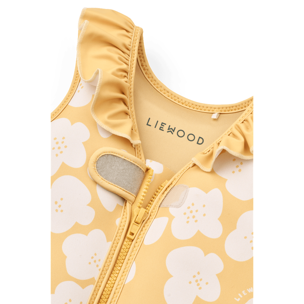 Liewood Dove gilet de natation pour enfants à volants - Flower / Lemon Yellow
