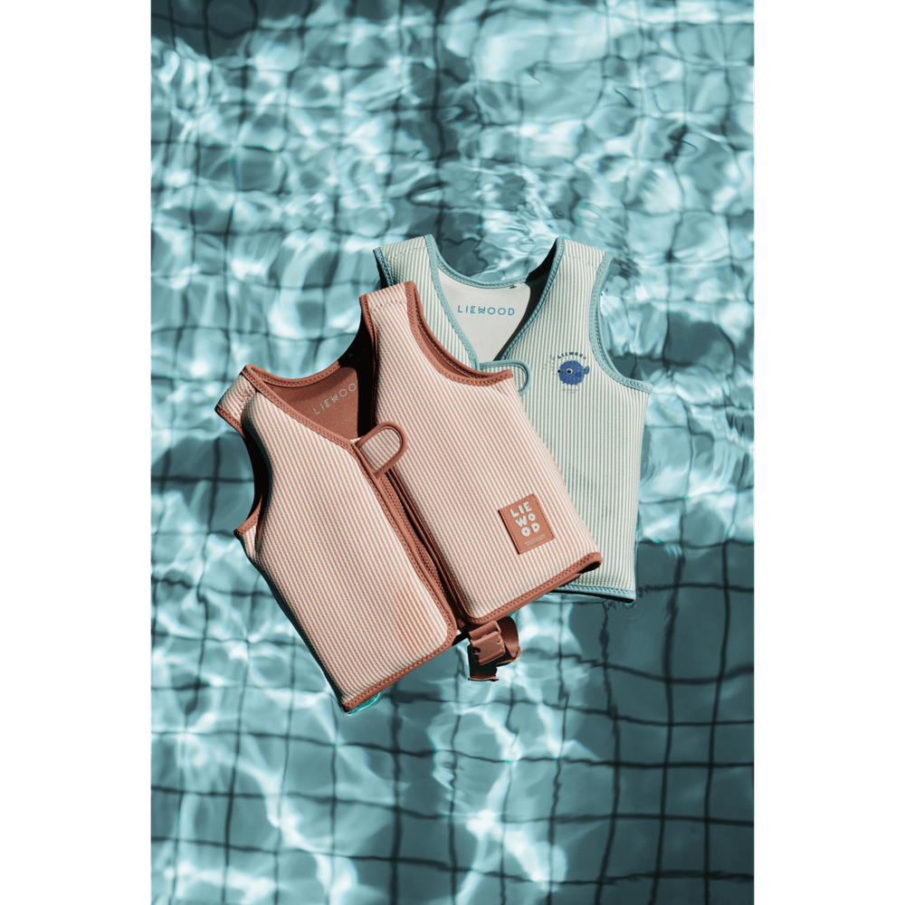 Liewood Dove gilet de natation seersucker pour enfants - rayures Y/D Pale Tuscany / Creme De La Creme