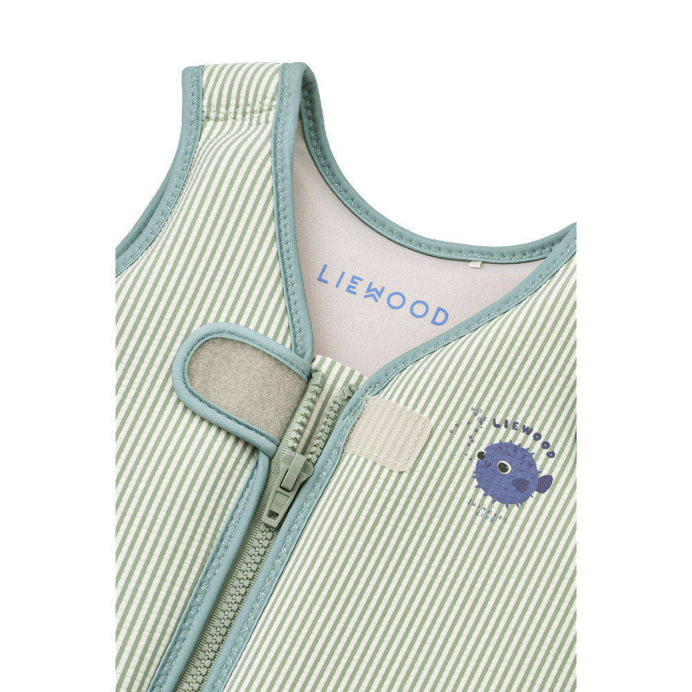 Liewood Dove gilet de natation seersucker pour enfants - Menthe poivrée / Sable