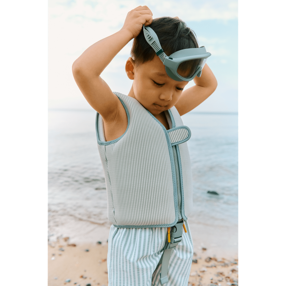 Liewood Dove Gilet de natation seersucker pour enfants - Menthe poivrée / Sable