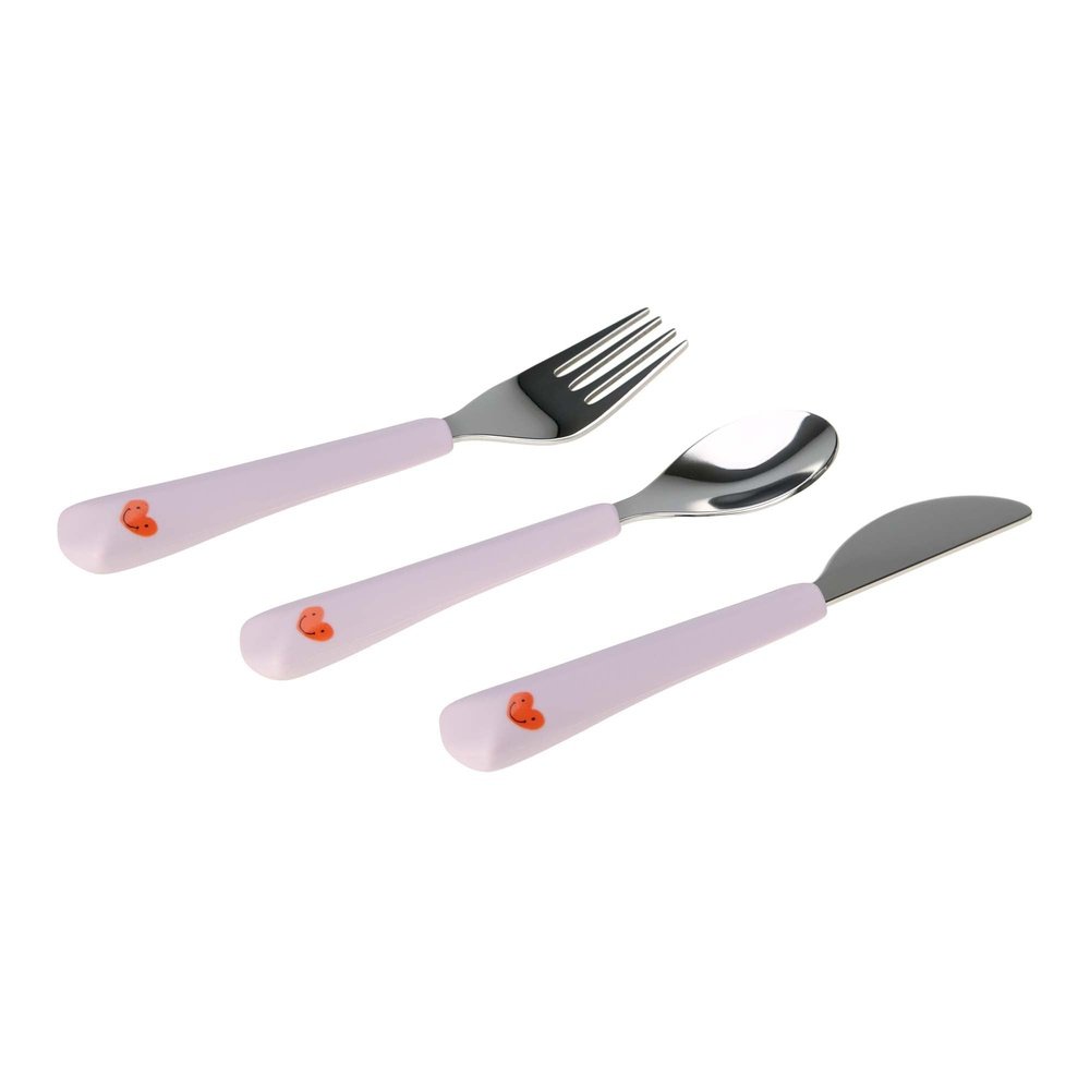 Couverts pour enfants avec poignée en silicone - Happy Rascals, Heart Lavender