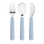 Couverts pour enfants avec poignée en silicone - Happy Rascals, Smile bleu ciel