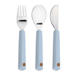 Couverts pour enfants avec prise en silicone - Happy Rascals, Smile bleu ciel
