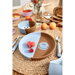 Couverts pour enfants avec poignée en silicone - Happy Rascals, Smile bleu ciel
