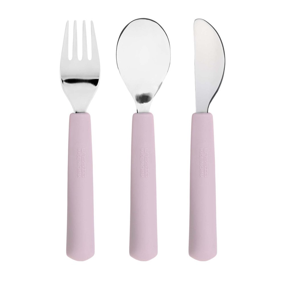 Couverts pour enfants avec prise en silicone - Happy Rascals, Heart Lavender