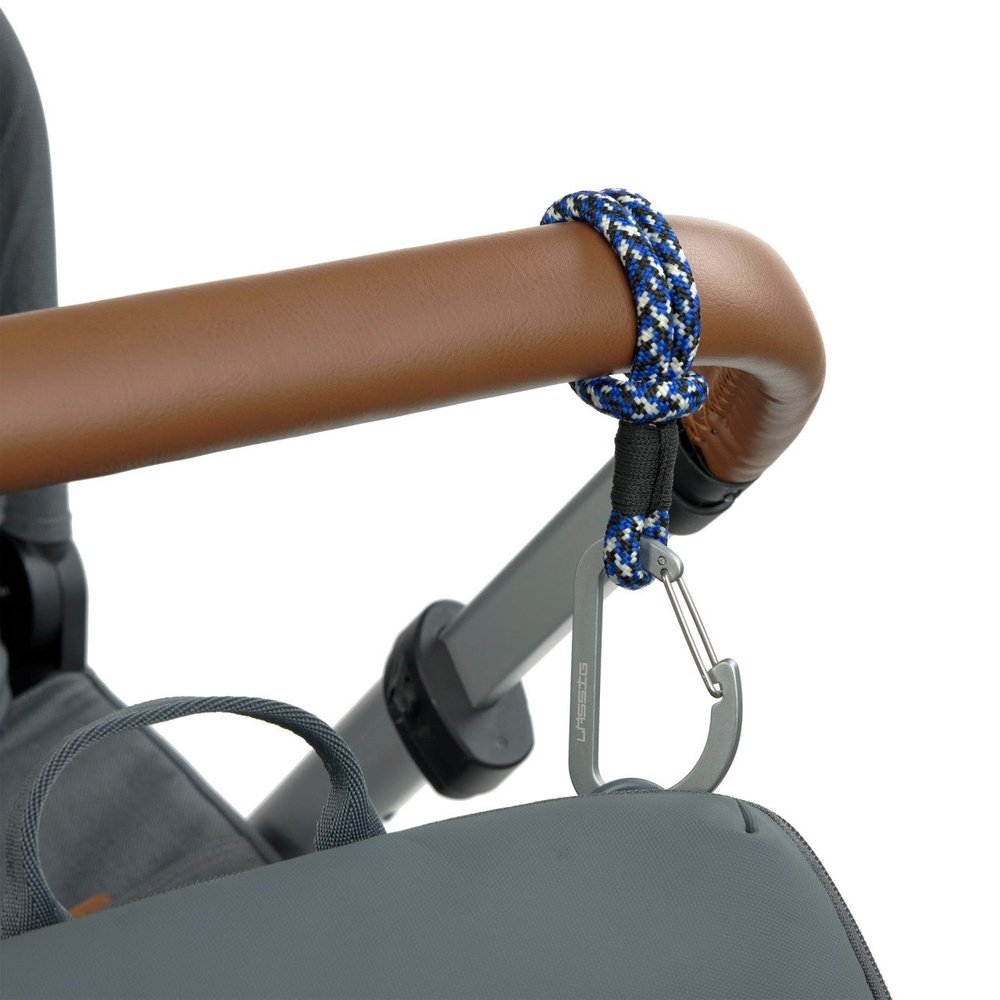 Crochet pour poussette avec cordon, 2 pièces - Cas Mix Stroller Hooks Cord - Noir/Bleu/Vanille