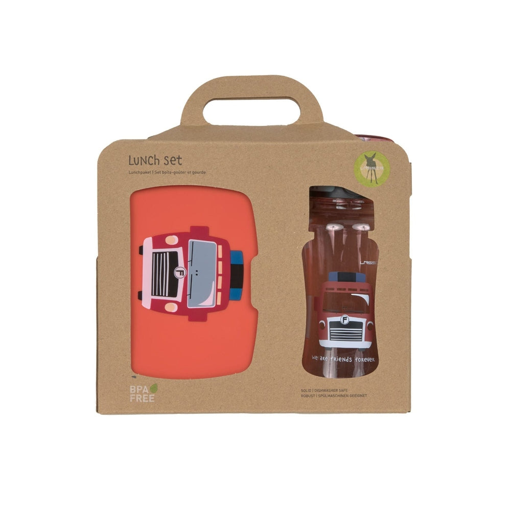 Lässig | Set déjeuner Lunchbox / boîte à lunch & gourde Tiny Drivers - camion de pompiers