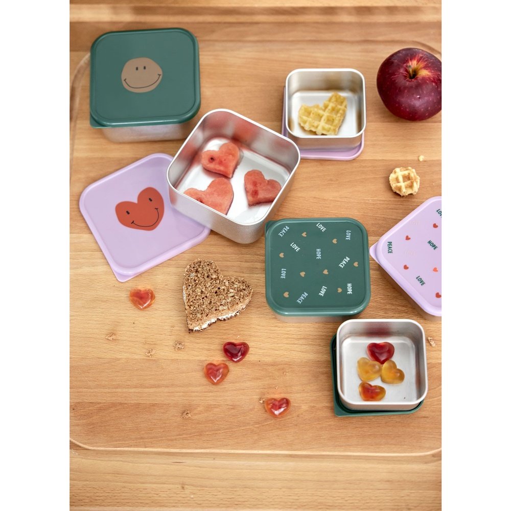 Boîte à snacks inox 3 pièces - Heart Lavender