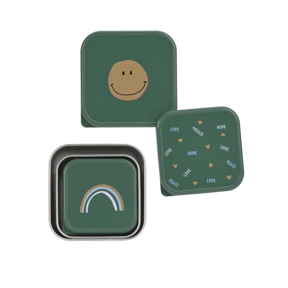 Set de 3 boîtes à snack inox - Smile vert