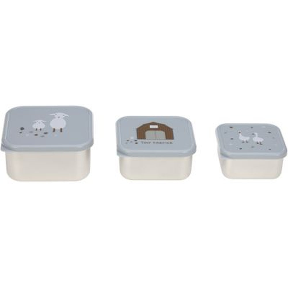 Lässig Boîte à snack en inox, lot de 3 - Tiny Farmer Blue