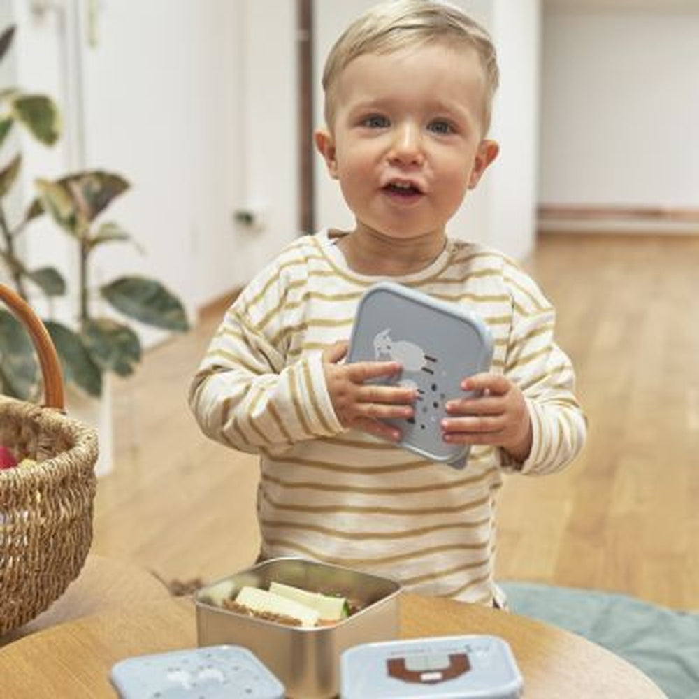Lässig Boîte à goûter inoxydable, lot de 3 - Tiny Farmer Blue