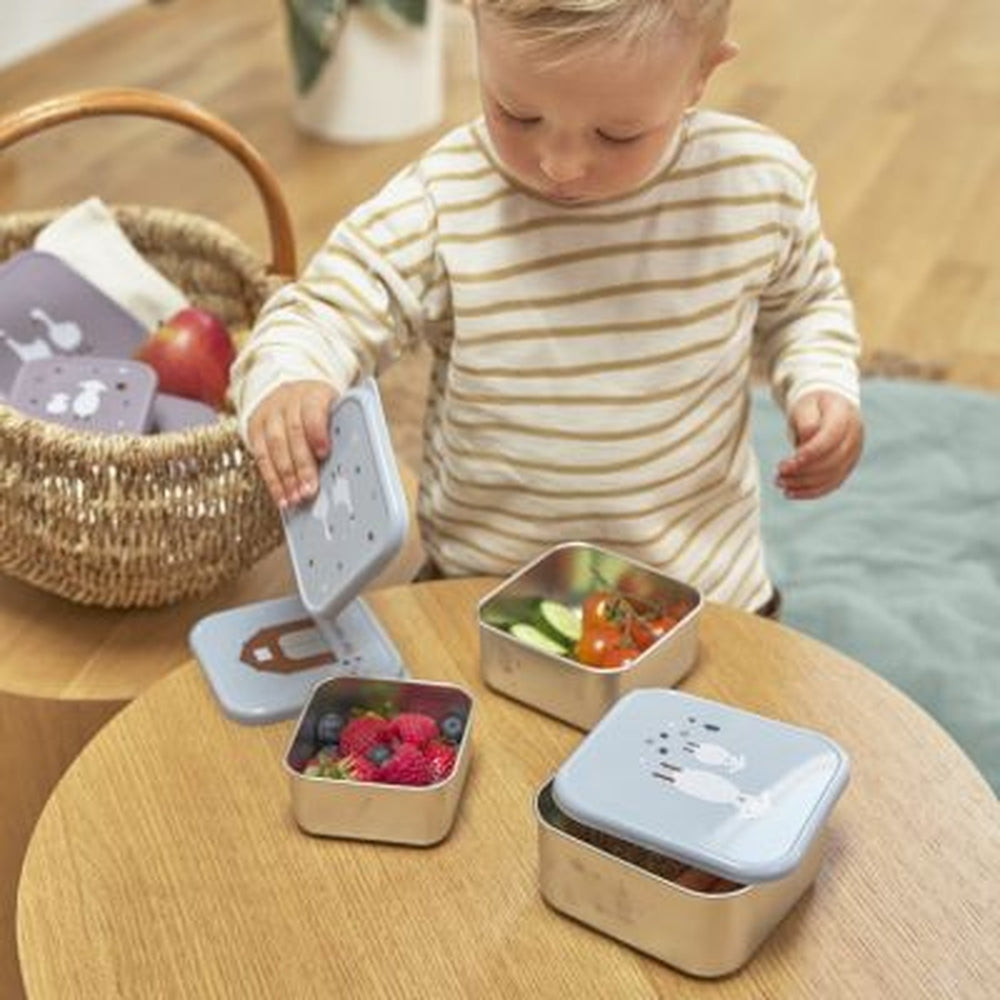 Lässig Boîte à snacks en inox, lot de 3 - Tiny Farmer Blue