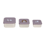 Lässig Boîte à goûter inoxydable, lot de 3 - Tiny Farmer Lilac