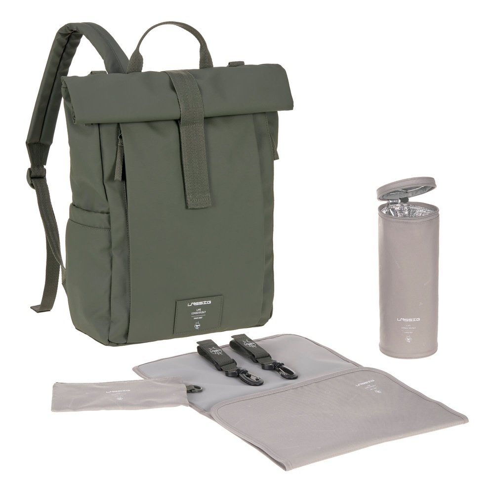 Sac à dos à langer Rolltop-Up - Olive