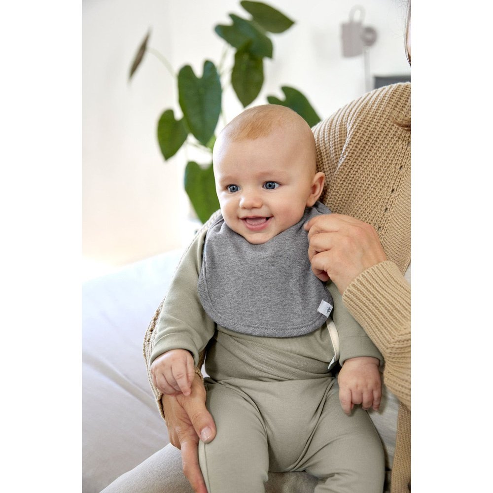 Lässig Lot de 3 bavoirs nouveau-né GOTS - Gris foncé/Gris clair/Chiné naturel