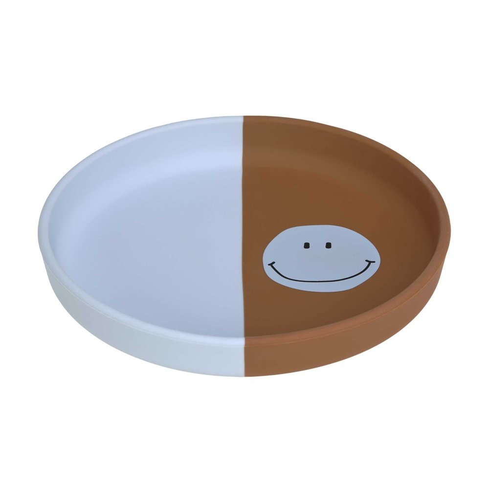 Assiette en silicone - Happy Rascals Smile bleu ciel