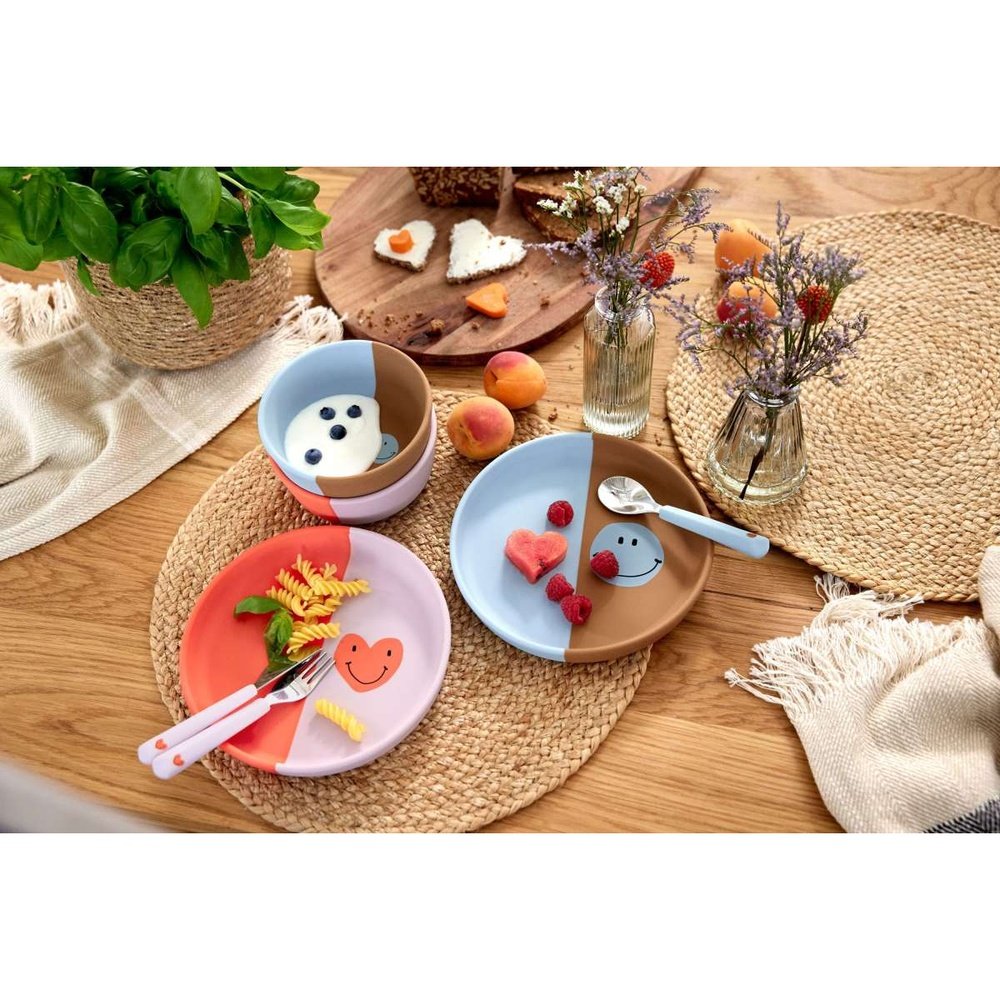 Assiette en silicone - Happy Rascals Smile bleu ciel