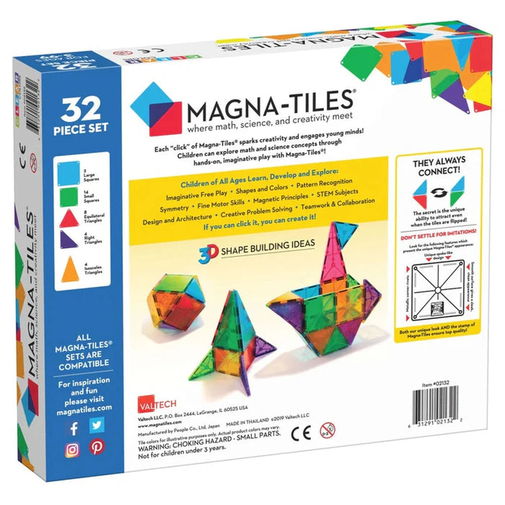 Magna-Tiles Couleurs transparentes | 32 pièces