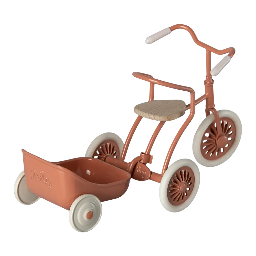 Maileg | Miniature porte-tricycle - corail - souris