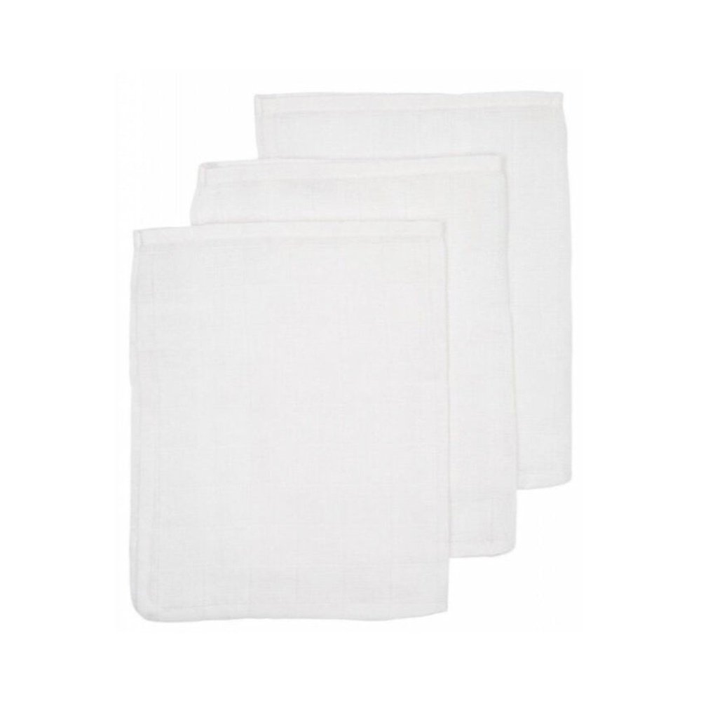 3 gants de toilette hydrophiles bio 21X17 cm - blanc